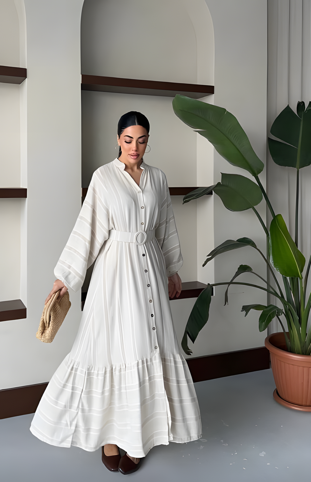 ΦΟΡΕΜΑ COTTON-LINEN ΜΕ ΖΩΝΗ